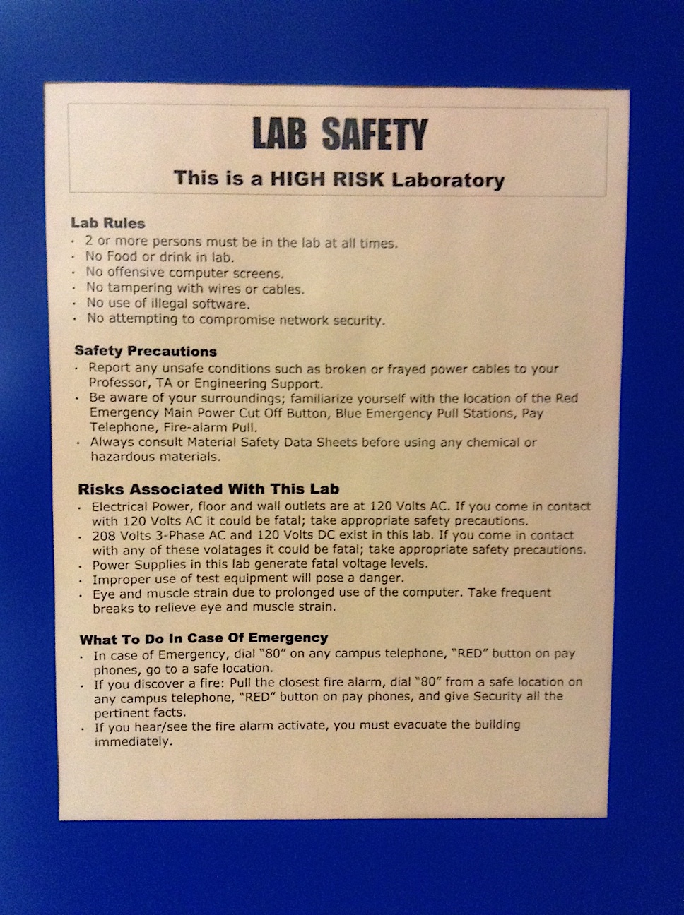 High Risk Lab Poster image (red)