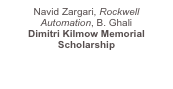 Navid Zargari, Rockwell Automation, B. Ghali Dimitri Kilmow Memorial Scholarship