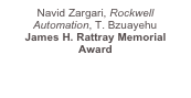 Navid Zargari, Rockwell Automation, T. Bzuayehu James H. Rattray Memorial Award