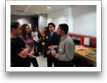 (L-R) Alumni D. Hosseinzadeh & A. Khademilisten as R. Narula & N. Salyani explain Senso-Visual Video.