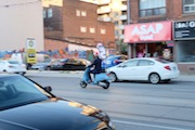 panning shot vespa scooter