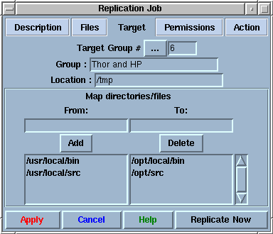 Replication job Target